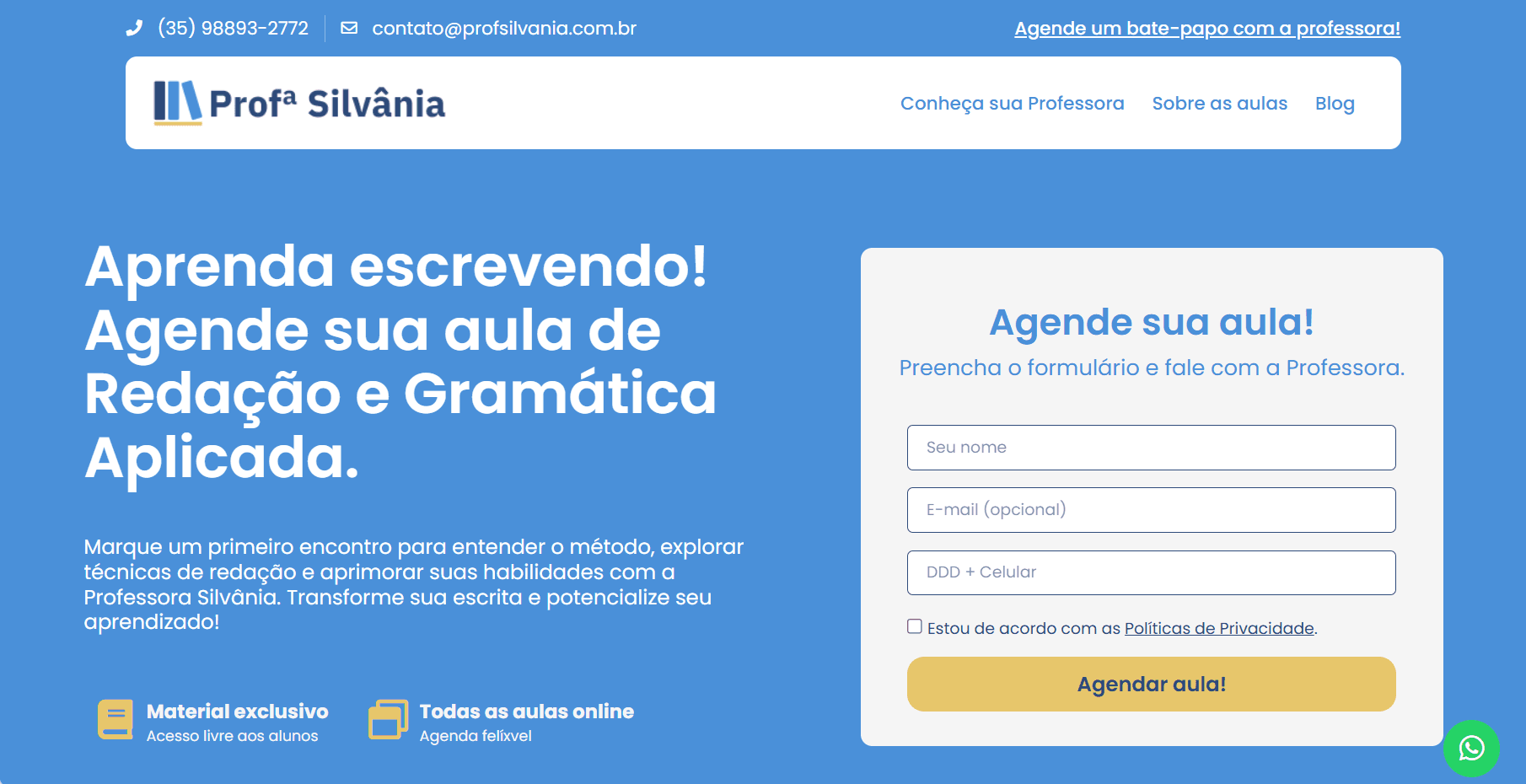Preview do site da Profª Silvânia